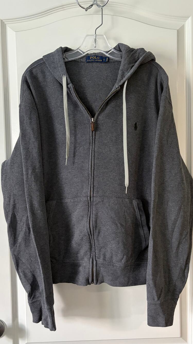 Vintage Polo Ralph Lauren Men’s Dark Gray Size Large Hoodie Full Zip Sweatshirt